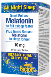 Natural Factors Melatonin 10mg Quick Release Plus Timed Release Bi-Layer 90 Bi-Layer Tablets